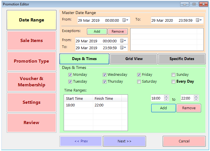 Promotion Date Range