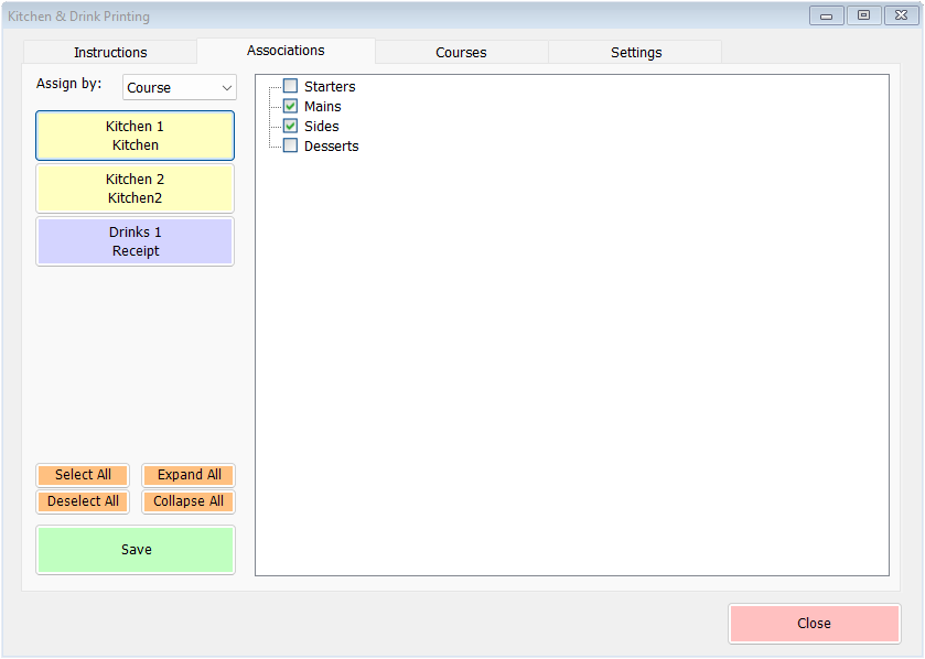 shows the association tab with course allocation