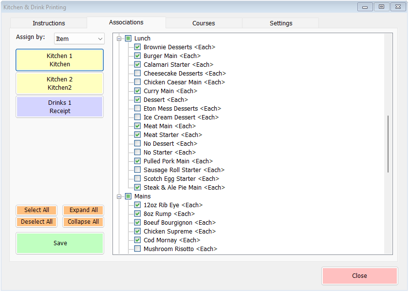 shows the assignment screen with assign by items selected