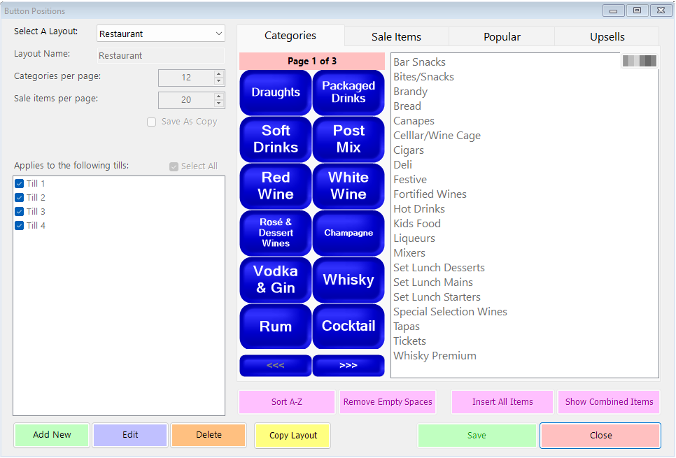 shows button positions form when editing categories