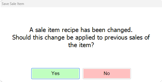 shows prompt to apply recipe change to previous sales