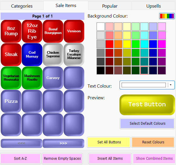 shows button colouring options