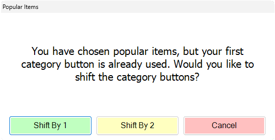 shows the prompt displayed when adding popular items for the first time